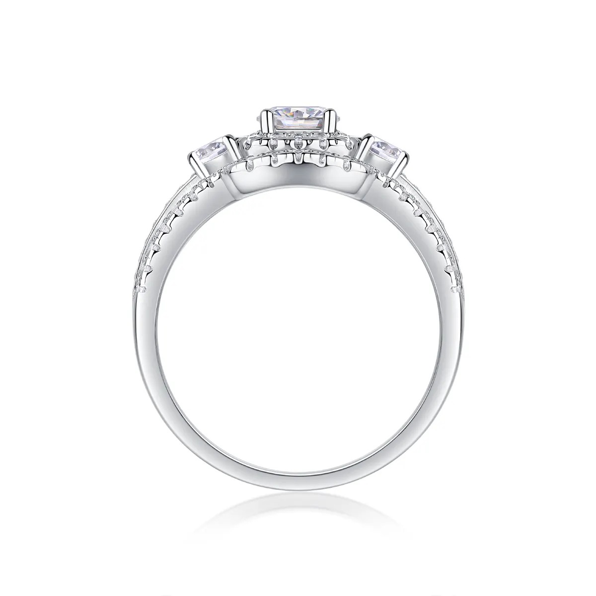 Wholesale 925 Sterling Silver Rings Customized 0.5ct Diamond Moissanite Rings Luxury Jewelry - Image 4