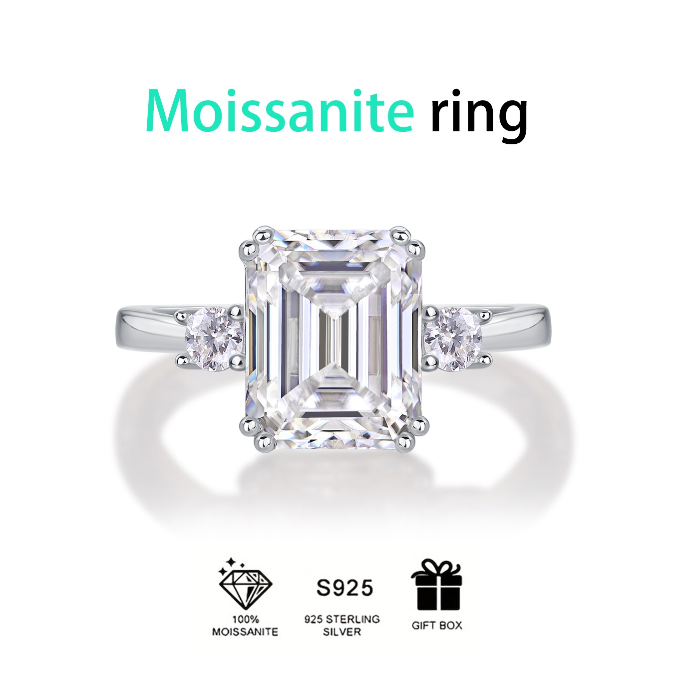 S925 sterling silver ring women moissanite stone finger ring cheap engagement moissanite ring - Image 3