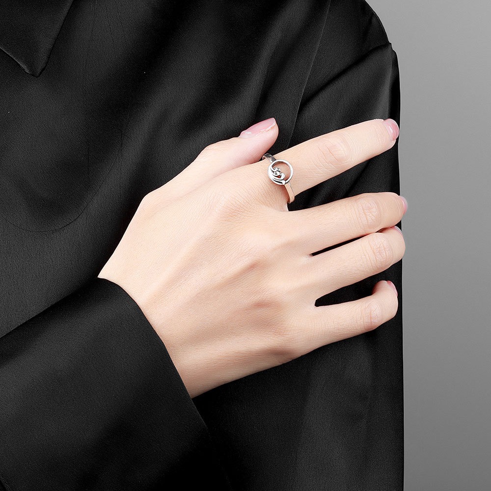 S925 sterling silver ring opening adjustable couple ring - Image 4