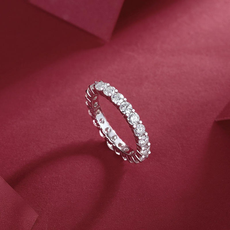 S925 Moissanite Eternity Ring Silver Jewelry Women Gift Party Sterling Stone Wedding Technology party - Image 4