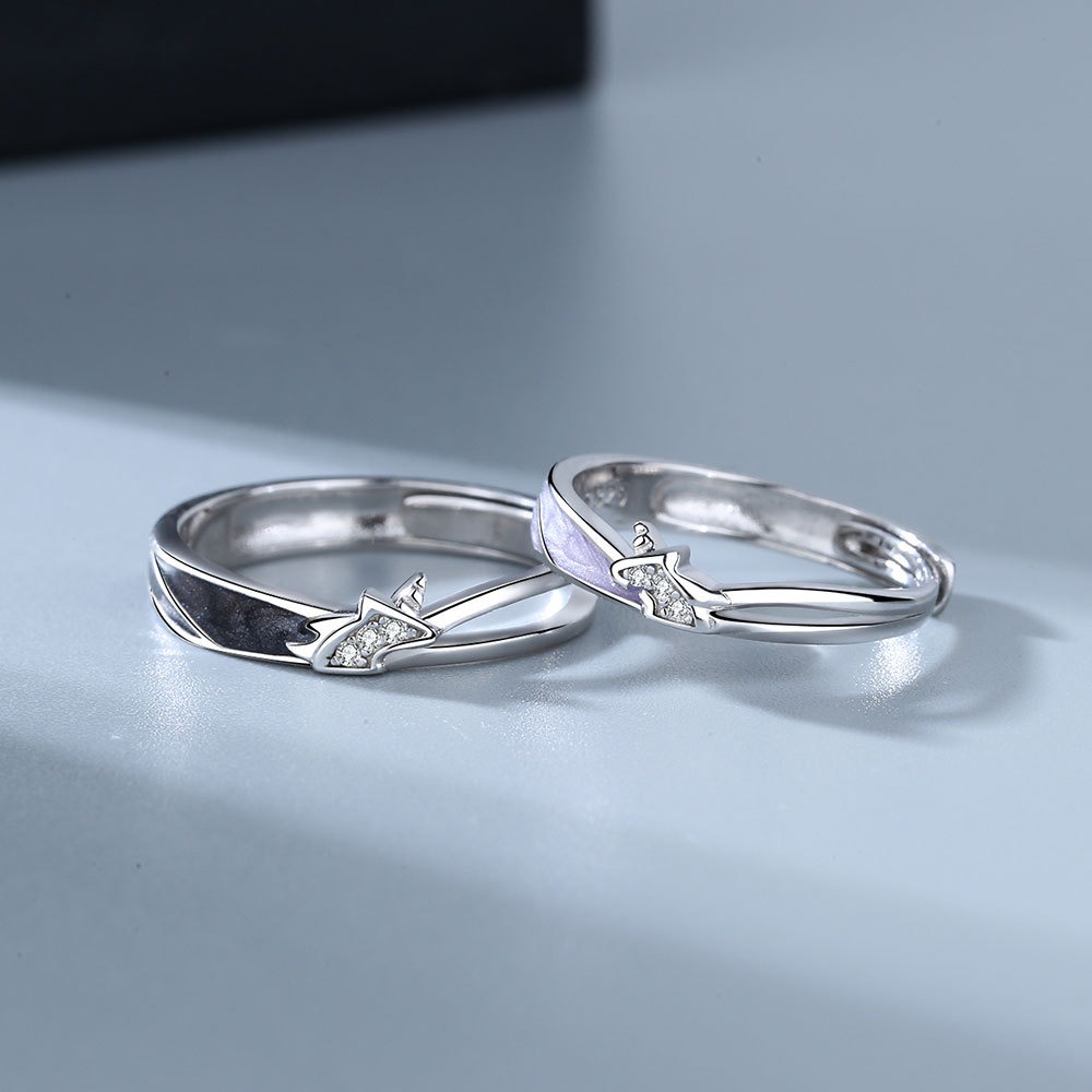 S925 sterling silver ring opening adjustable unicorn couple ring - Image 5