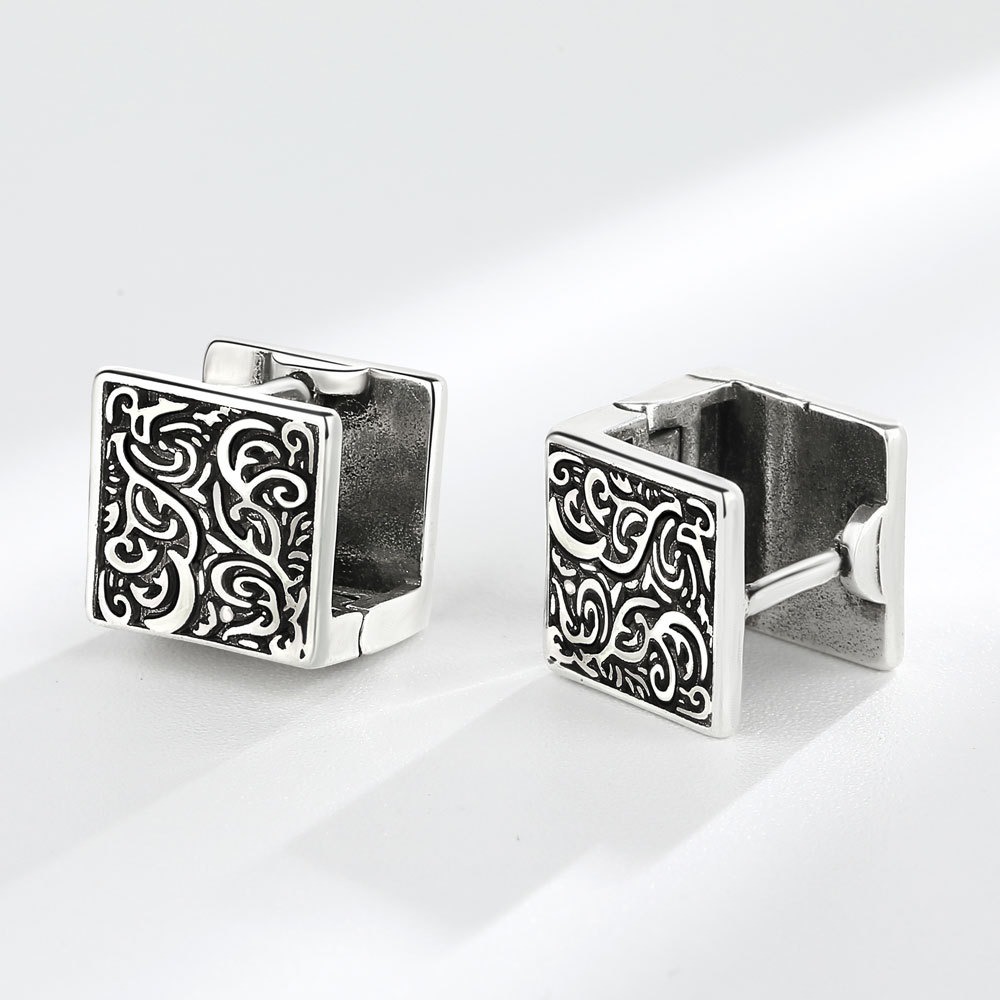 S925 sterling silver stud earrings matte square - Image 2