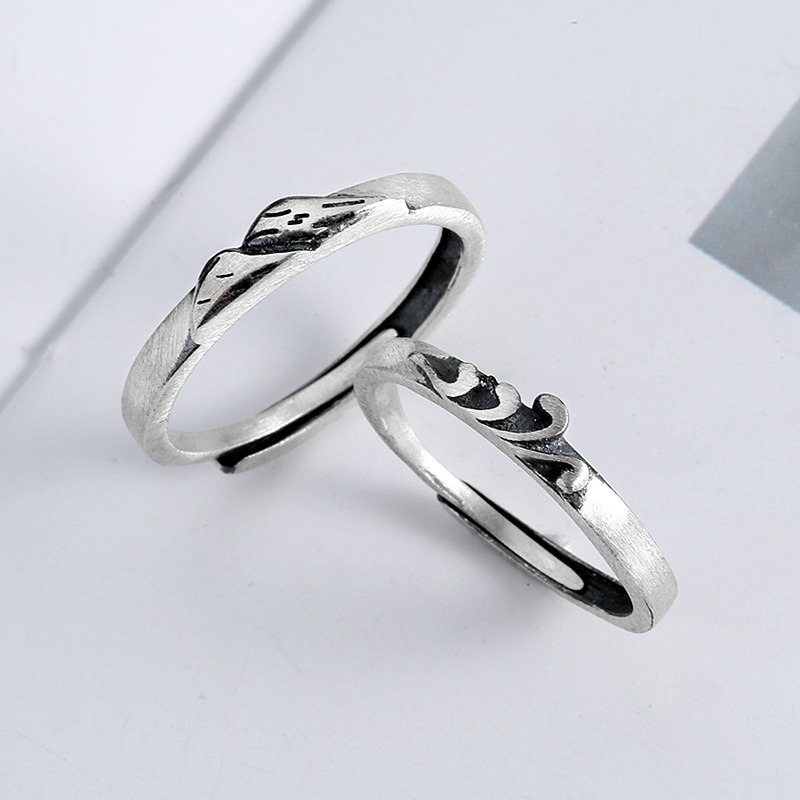 S925 sterling silver ring opening adjustable vintage plain ring couple ring - Image 4