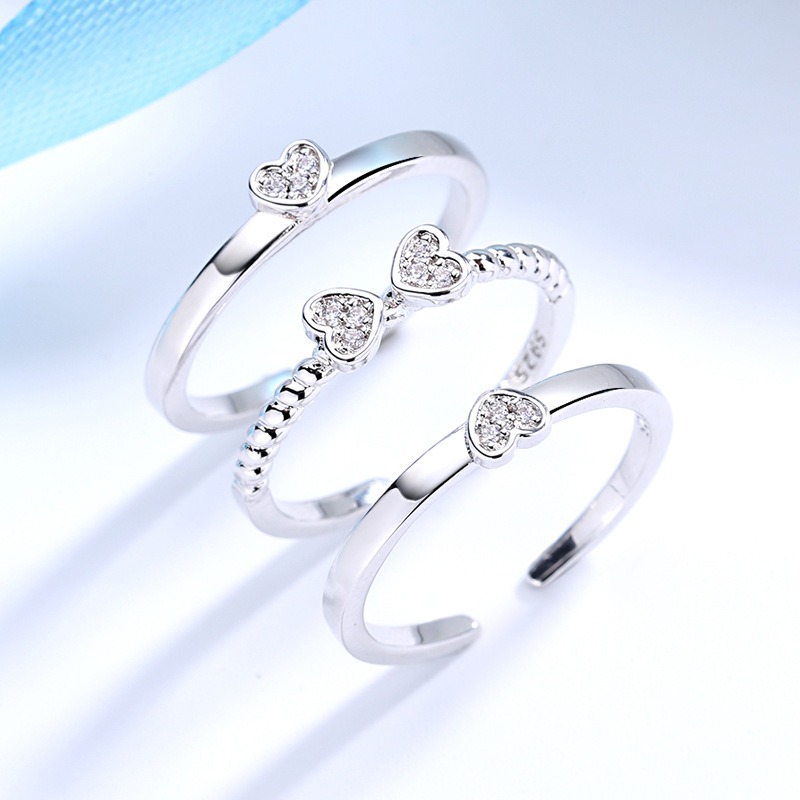 S925 Sterling Silver Ring 3-in-1 Combo Open Adjustable Clover Ring for Women - Image 2