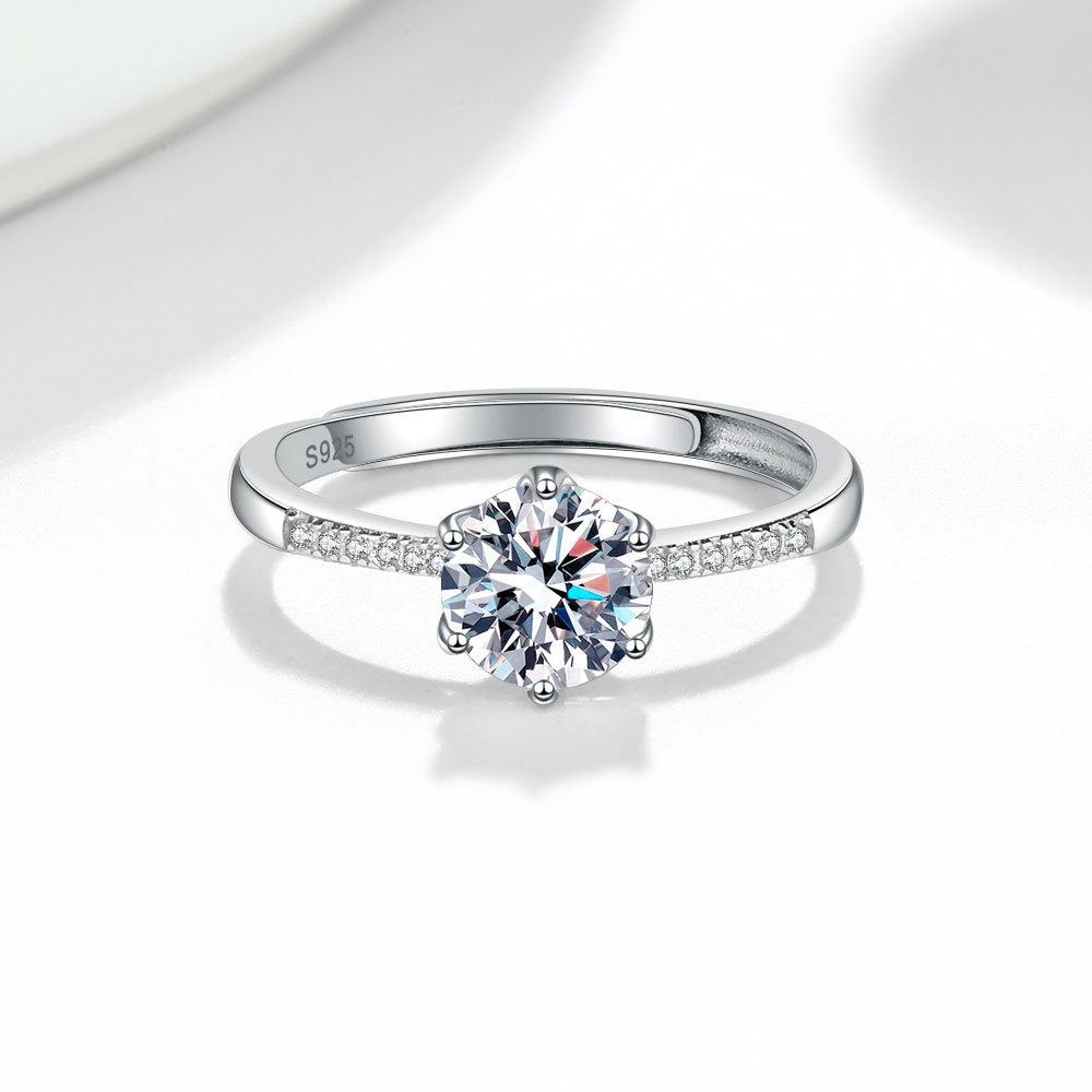 S925 Sterling Silver Ring Six Prongs GRA Moissanite Ring for Women - Image 4