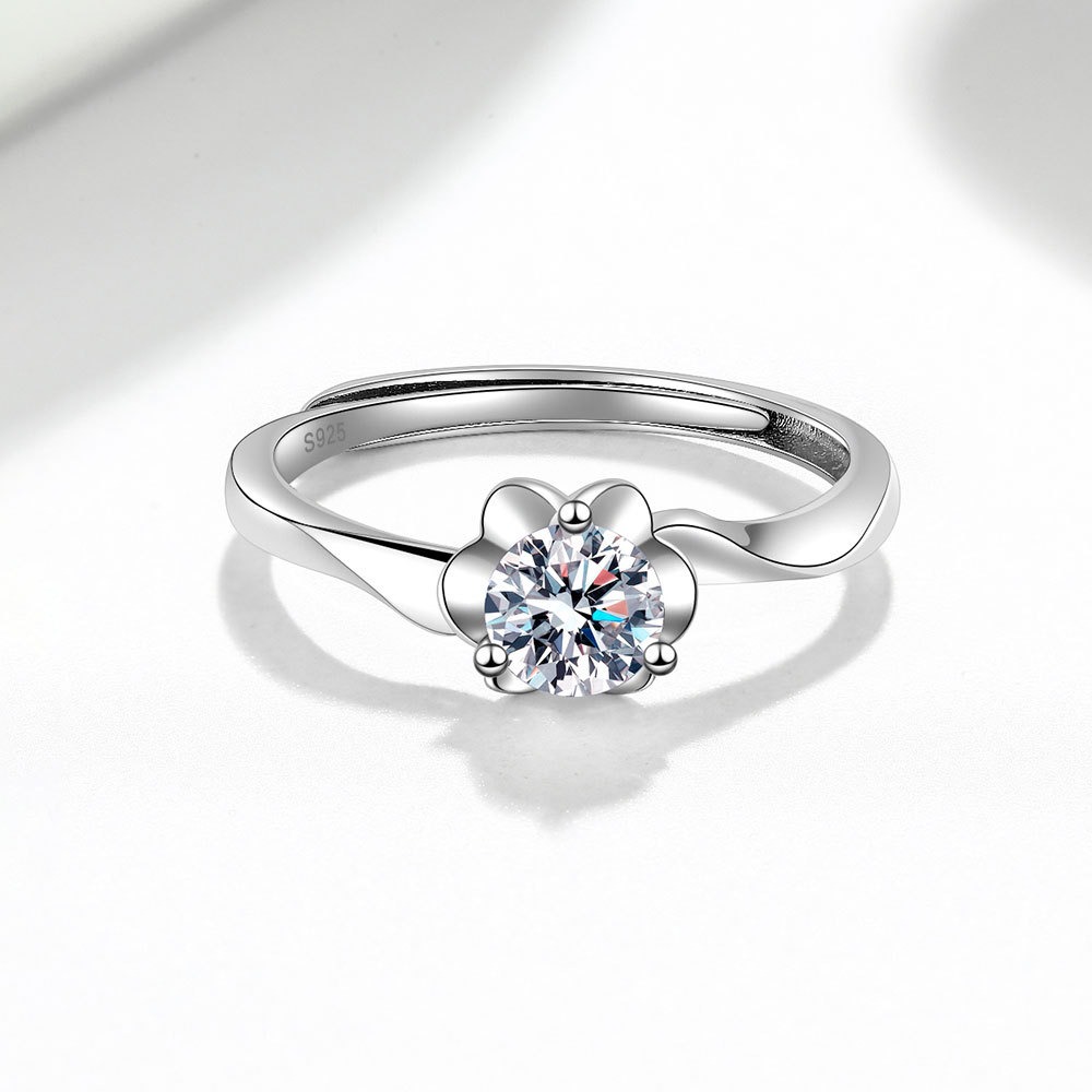 S925 sterling silver ring opening adjustable 1 carat GRA moissanite ring for women - Image 3