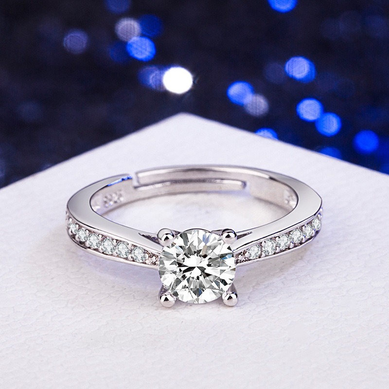 S925 sterling silver ring opening adjustable zircon women's ring - Image 3