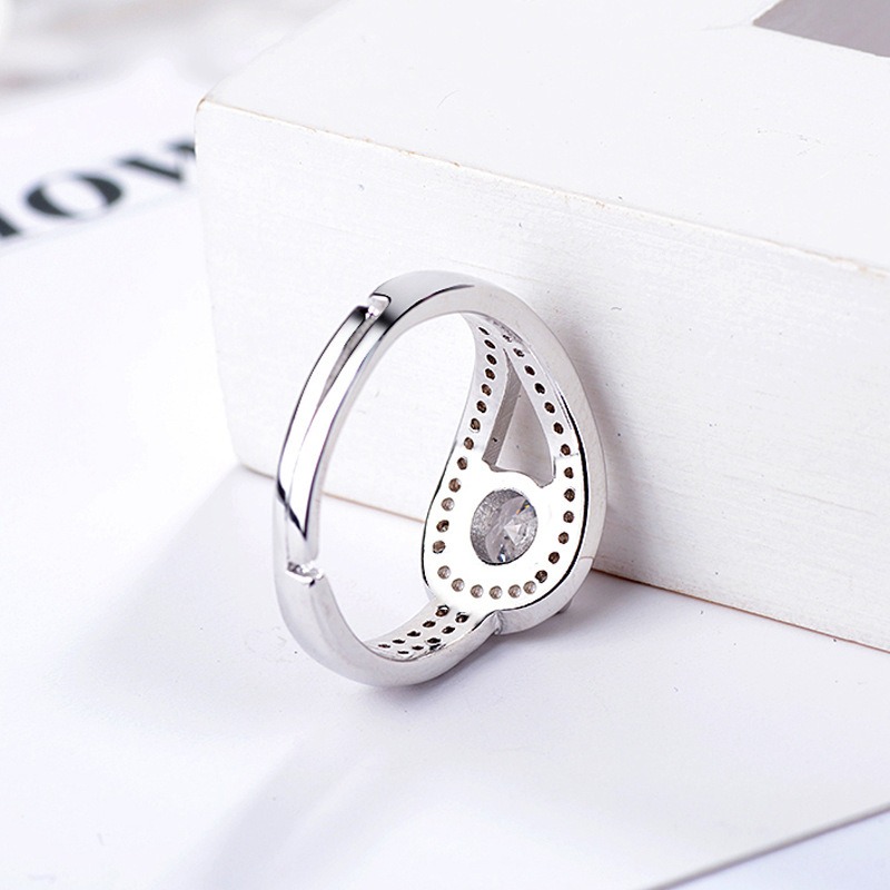 S925 sterling silver ring opening adjustable zircon women's ring - Image 3