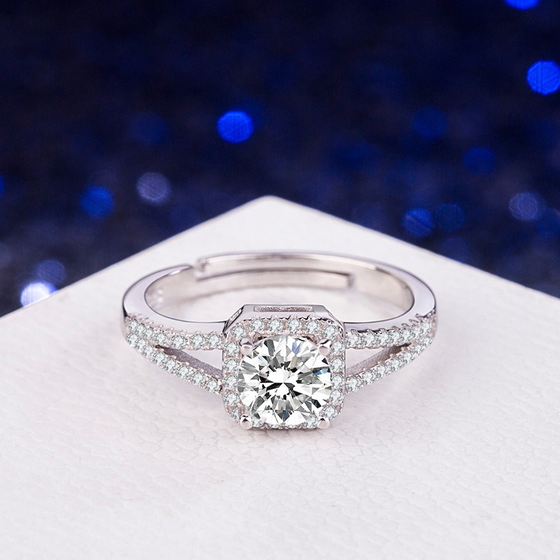 S925 sterling silver ring opening adjustable zircon women's ring - Image 2