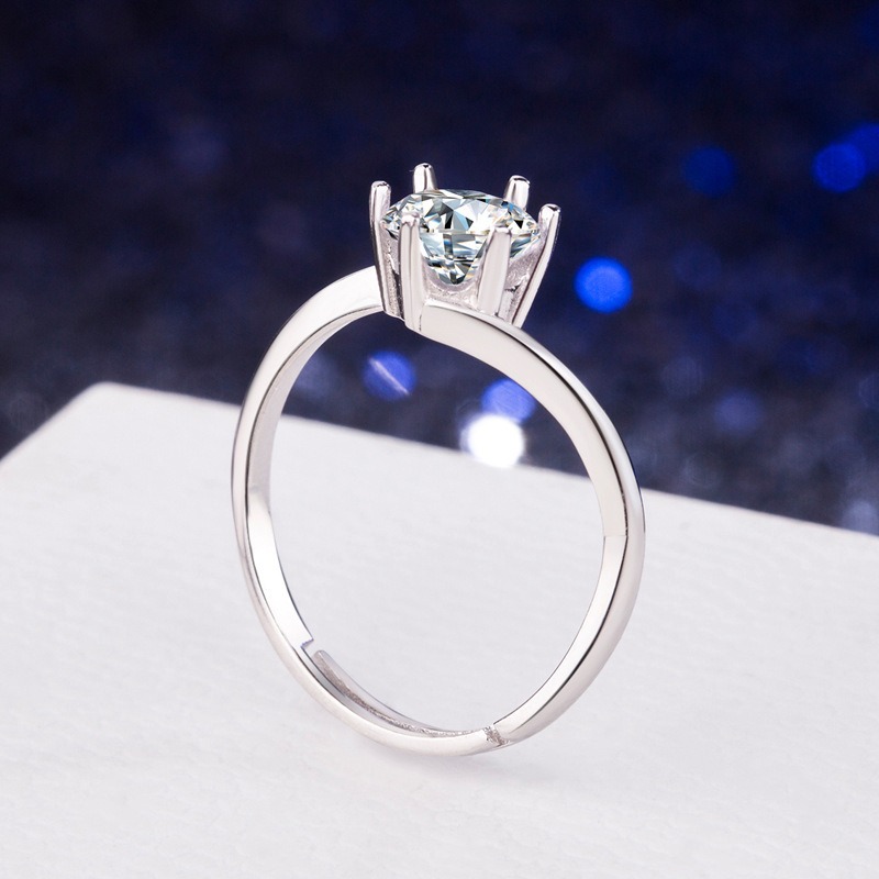 S925 sterling silver ring opening adjustable zircon women's ring - Image 3