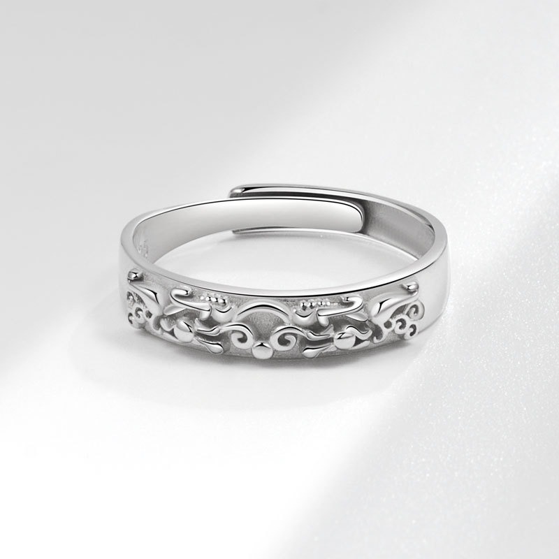S925 sterling silver ring opening adjustable plain ring Pixiu women's ring - Image 4