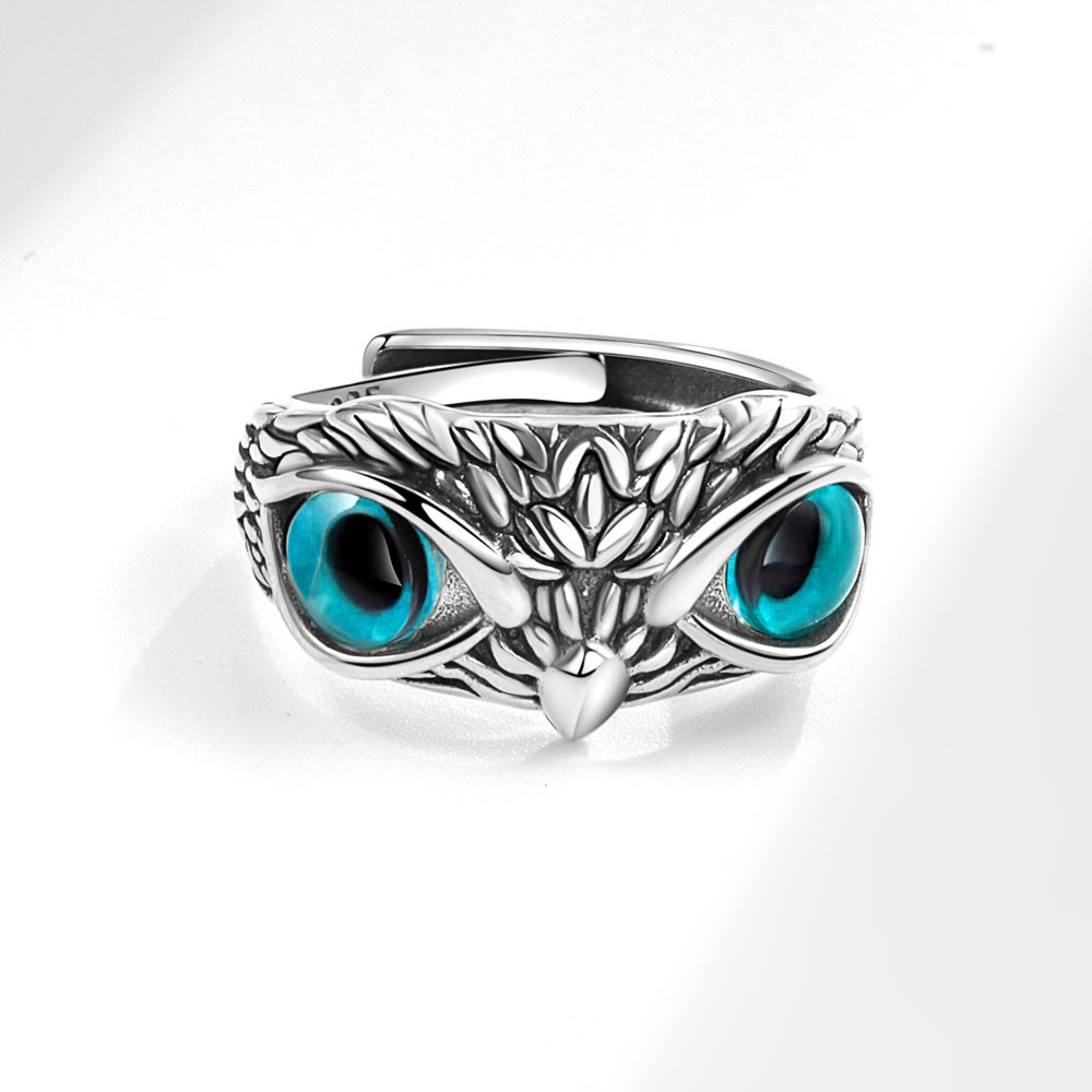 S925 sterling silver ring opening adjustable owl ring for women - Image 3