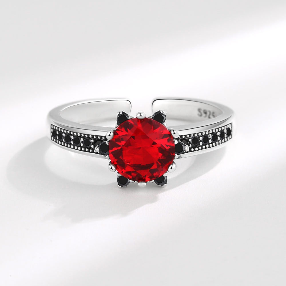 S925 Sterling Silver Ring Opening Adjustable Colored Diamond Ring for Women - Image 4