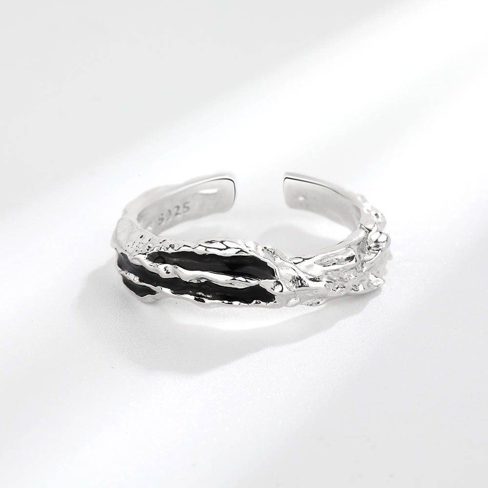 S925 sterling silver ring opening adjustable dripping oil ring for women - Image 4