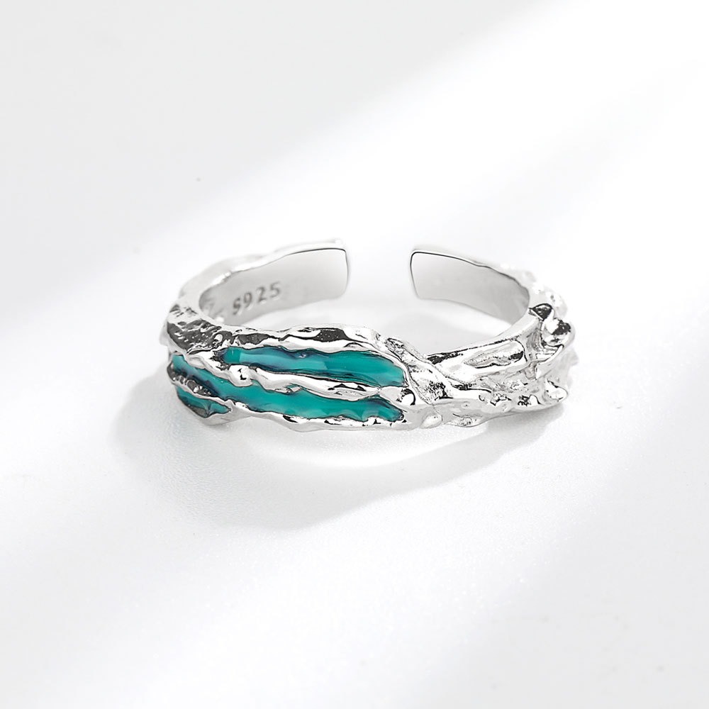 S925 sterling silver ring opening adjustable dripping oil ring for women - Image 4