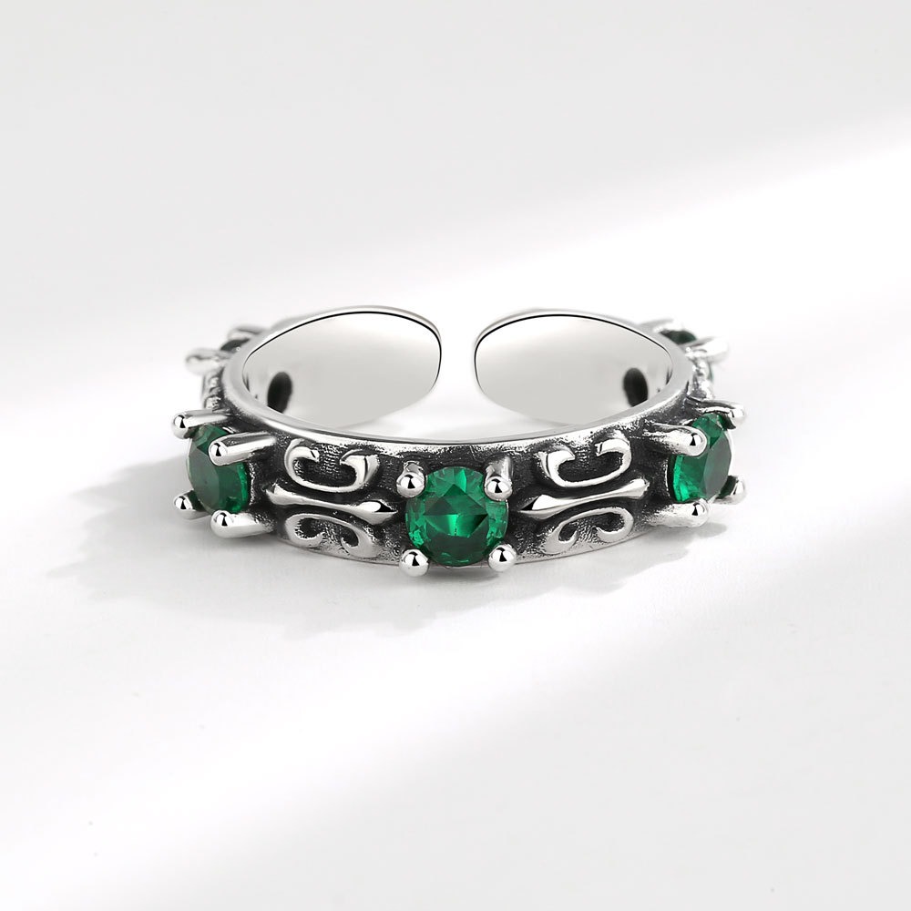 S925 Sterling Silver Ring Opening Adjustable Colored Diamond Ring for Women - Image 4