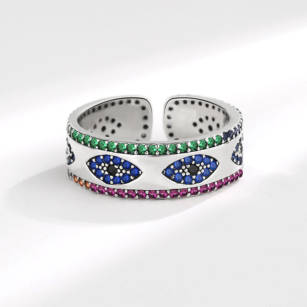 S925 Sterling Silver Ring Opening Adjustable Devil's Eye Ring Ring for Women - Image 4