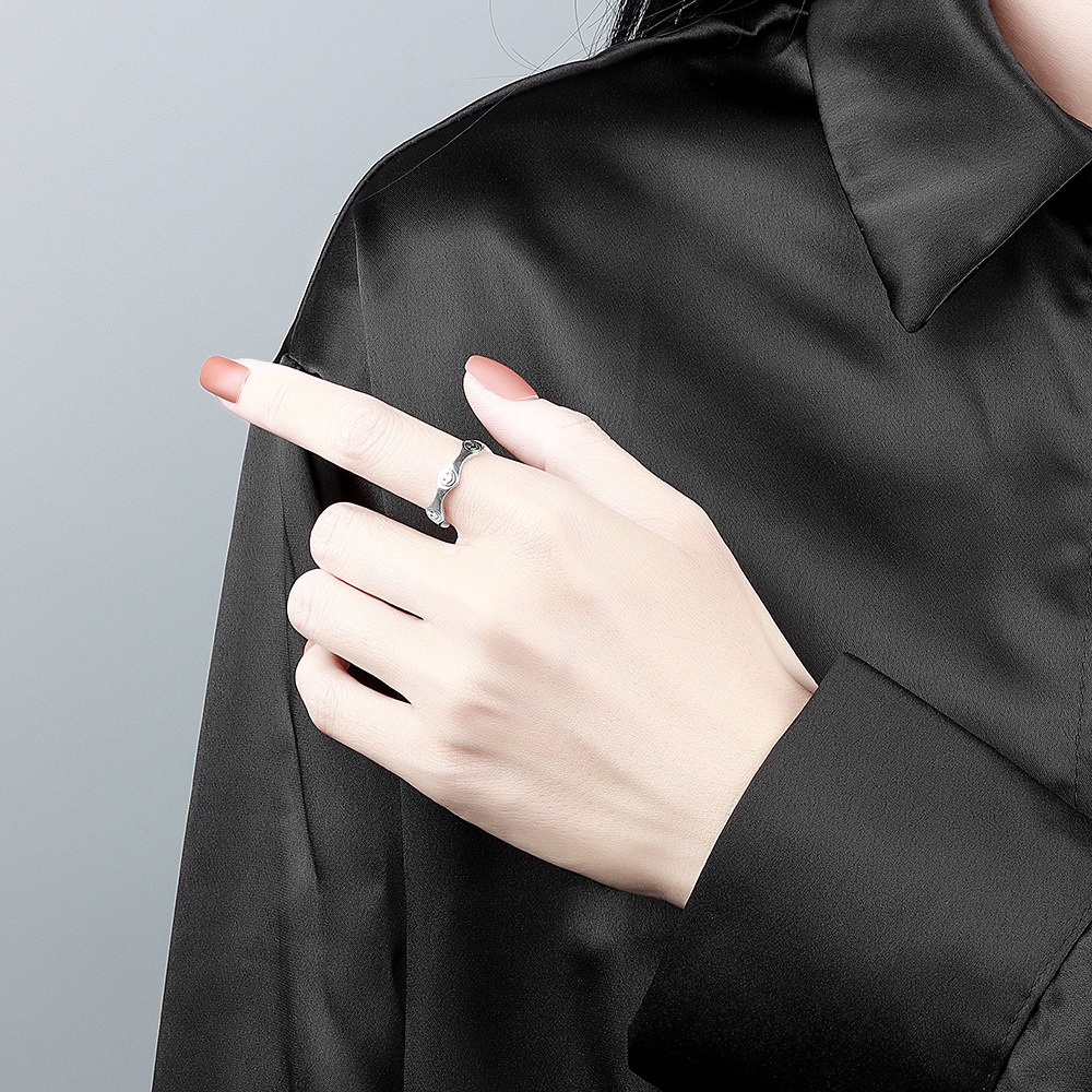 S925 sterling silver ring opening adjustable smiley face ring for women - Image 4