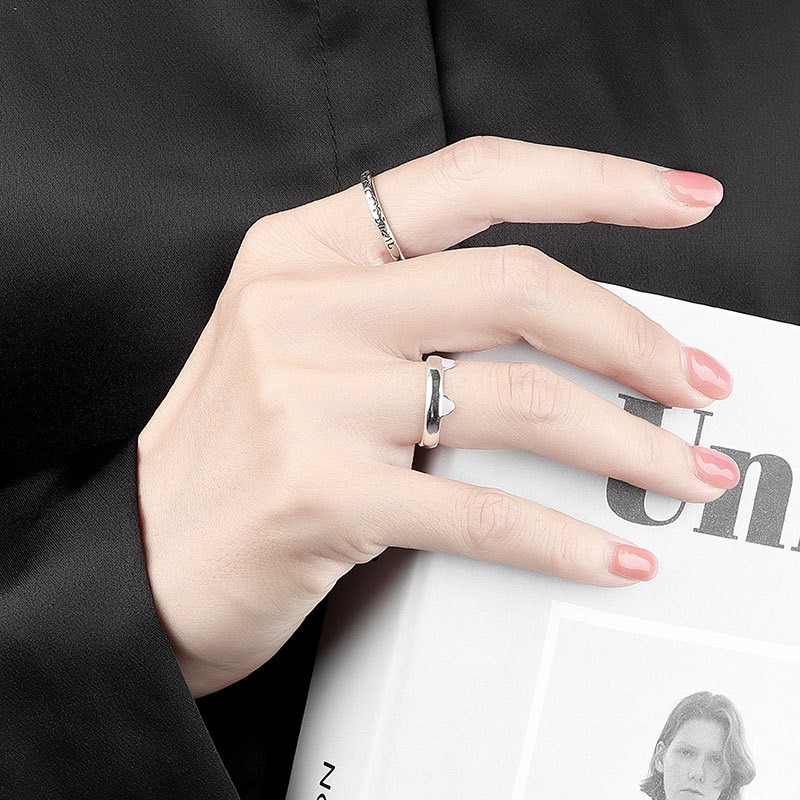 S925 Sterling Silver Ring Opening Adjustable Cat Ears Women's Ring - Image 3