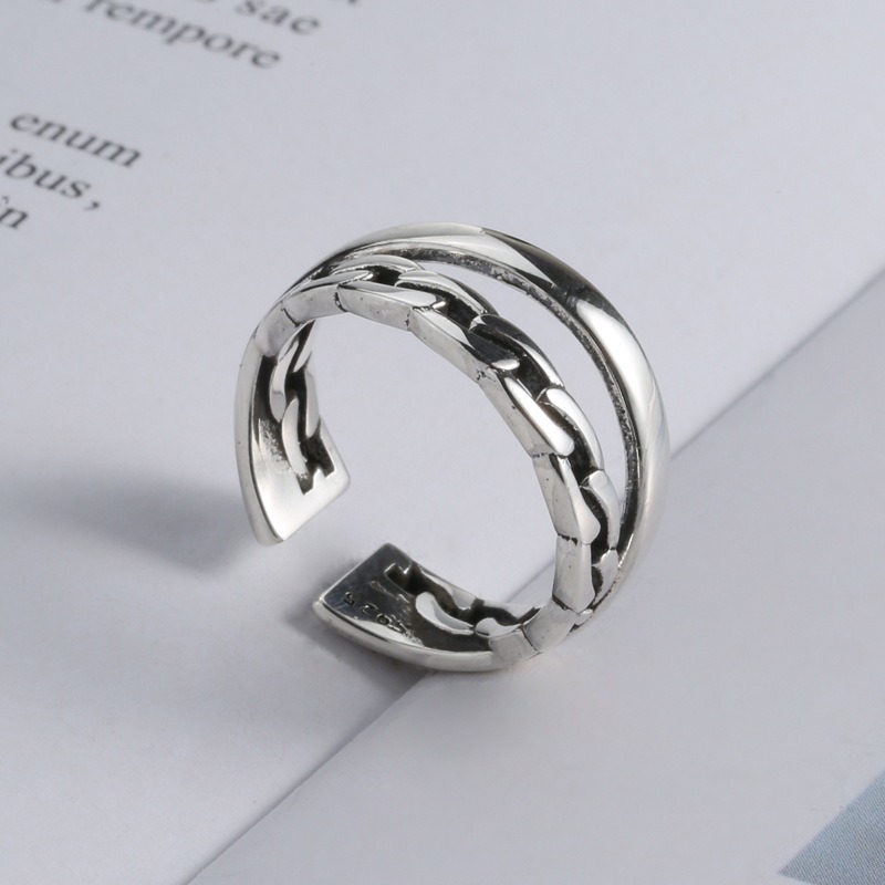 S925 sterling silver ring opening adjustable women's ring - Image 4