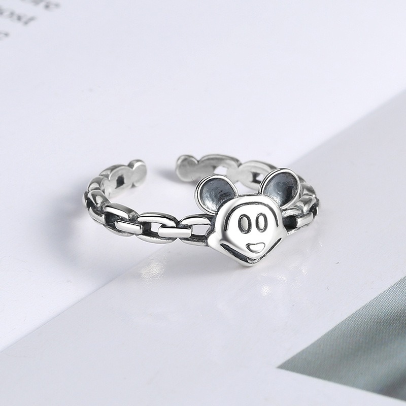 S925 sterling silver ring opening adjustable Mickey Mouse ring for women - Image 4
