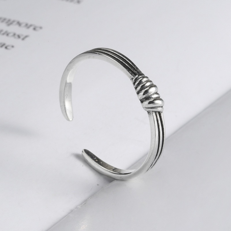 S925 sterling silver ring opening adjustable knot women's ring - Image 4