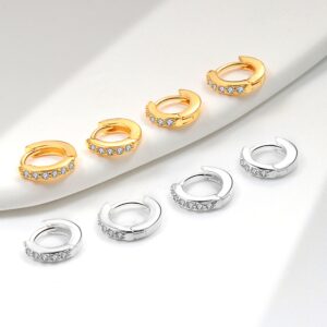 S925 sterling silver stud earrings round zircon earrings