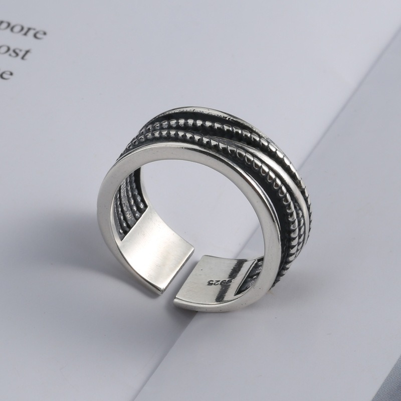 S925 sterling silver ring opening adjustable wrap twist women's ring - Image 4