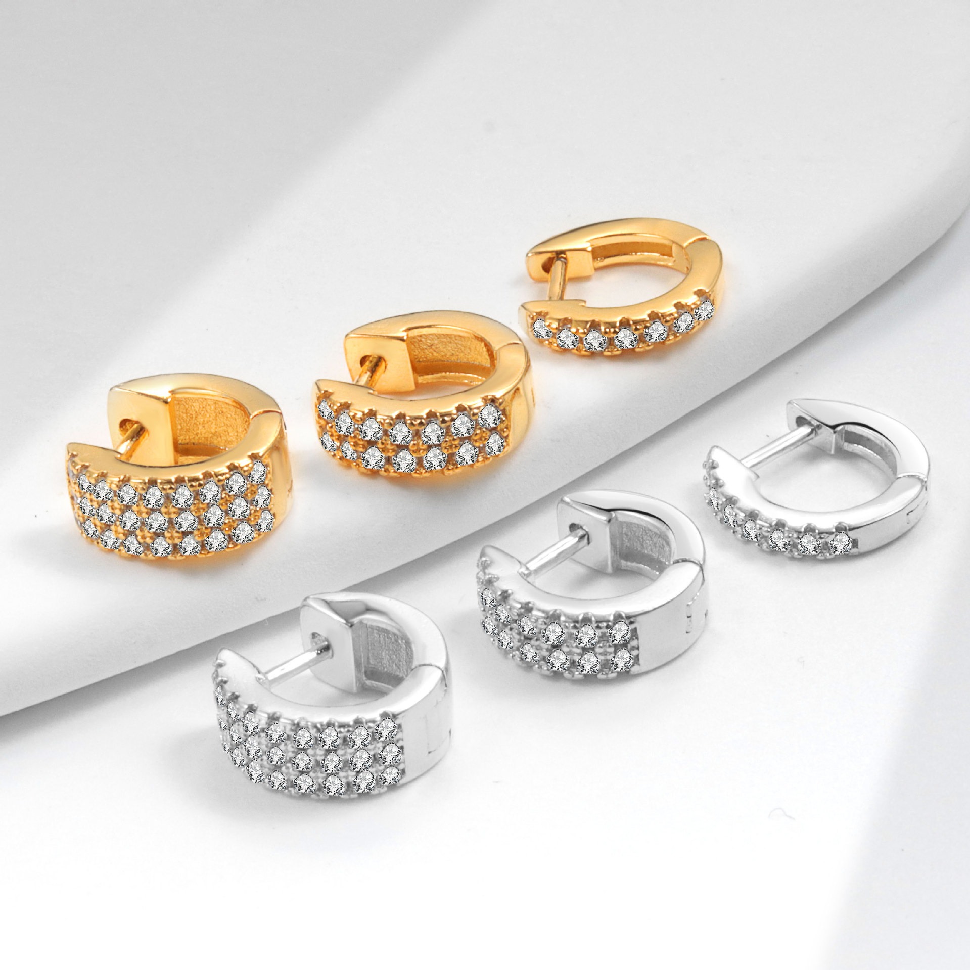 S925 sterling silver stud earrings round zircon earrings - Image 6