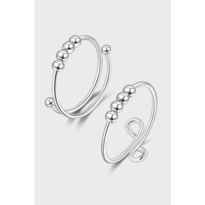 S925 Sterling Silver Ring Rotating Bead Opening Adjustable Women's Ring