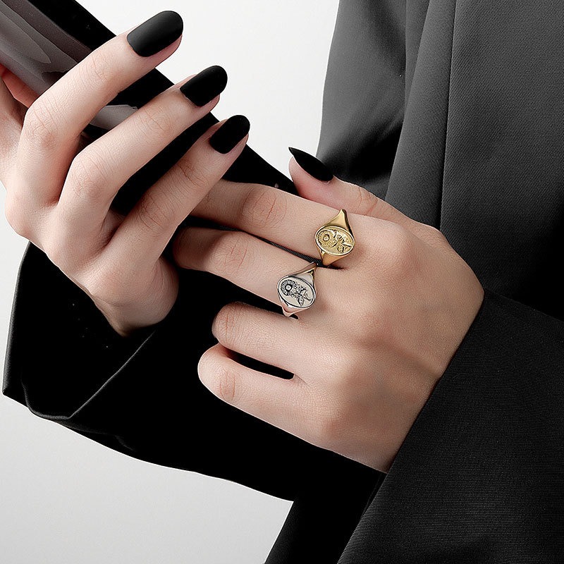 S925 sterling silver ring opening adjustable sunflower ring for women - Image 5