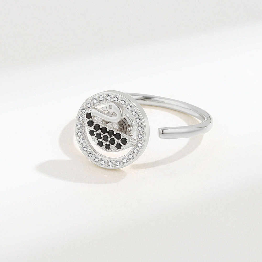 S925 sterling silver ring opening adjustable rotating women's ring - Image 5