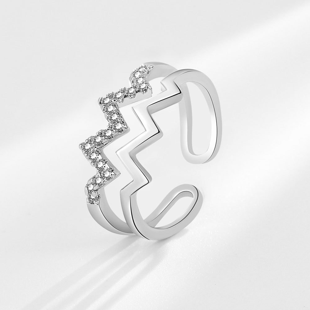 S925 sterling silver ring opening adjustable wave women's ring - Image 4