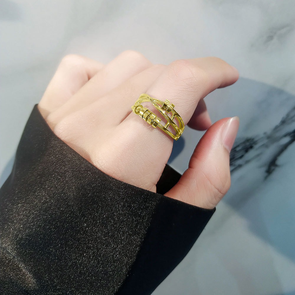 S925 sterling silver ring opening adjustable rotating women's ring - Image 5