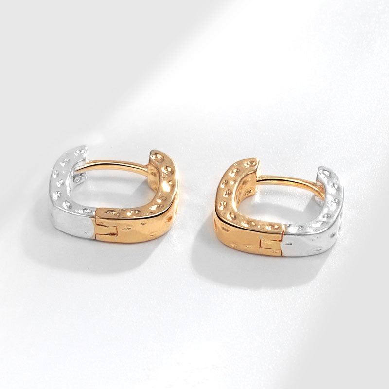 S925 sterling silver stud earrings U-shaped contrast pattern earrings - Image 4