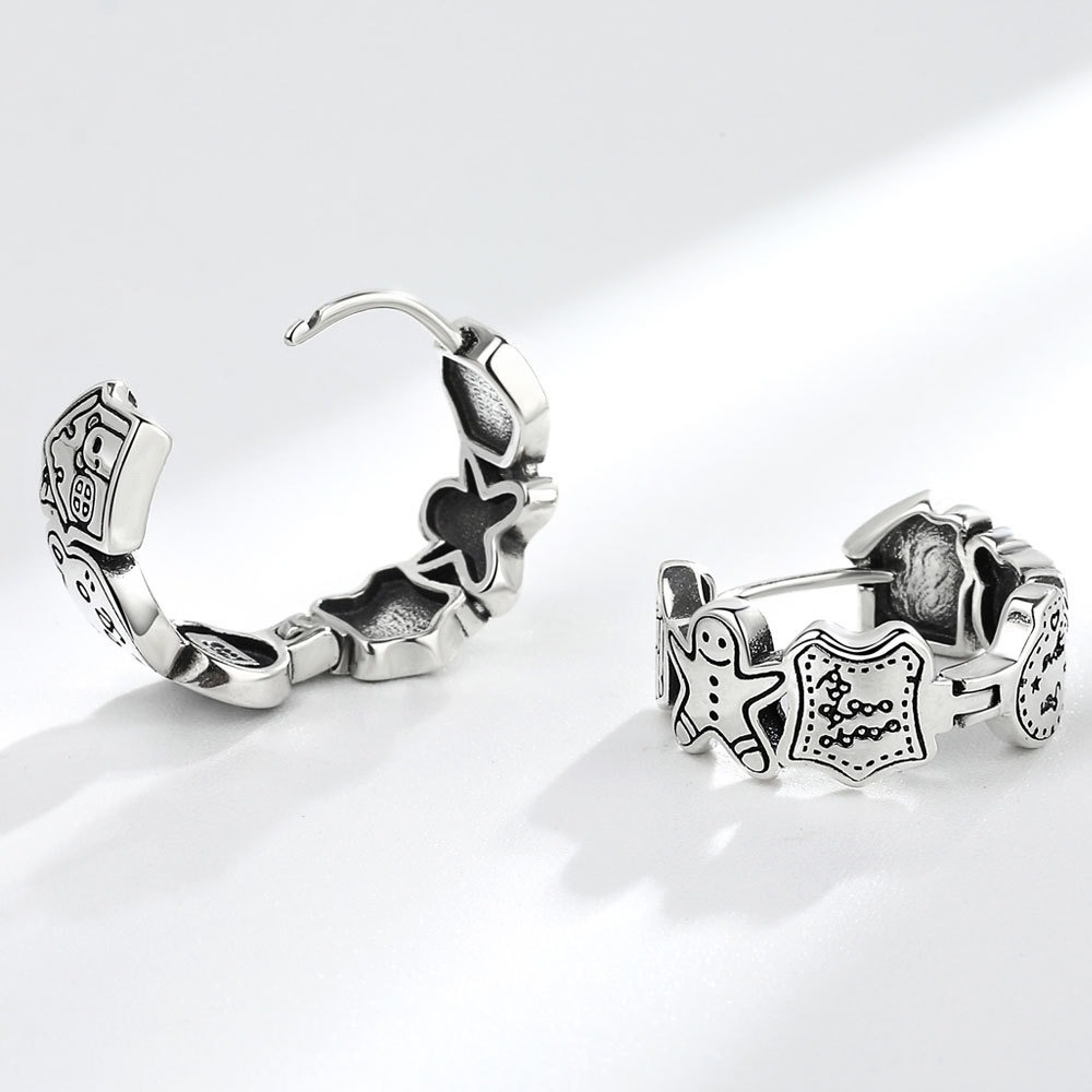 S925 sterling silver stud earrings cartoon bear earrings - Image 4