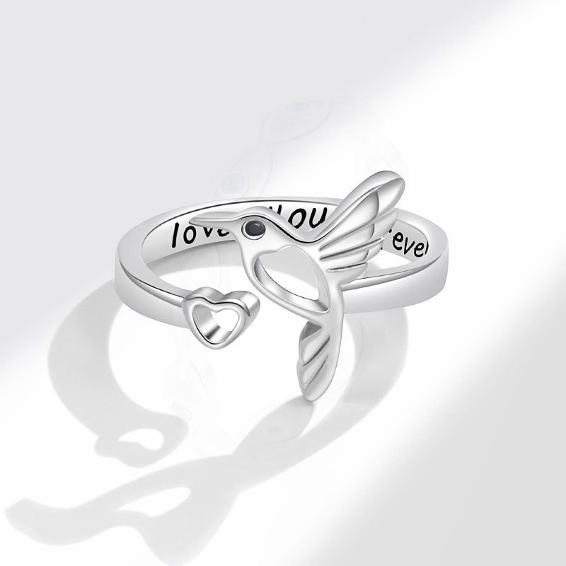 S925 sterling silver ring opening adjustable hummingbird ring for women - Image 3