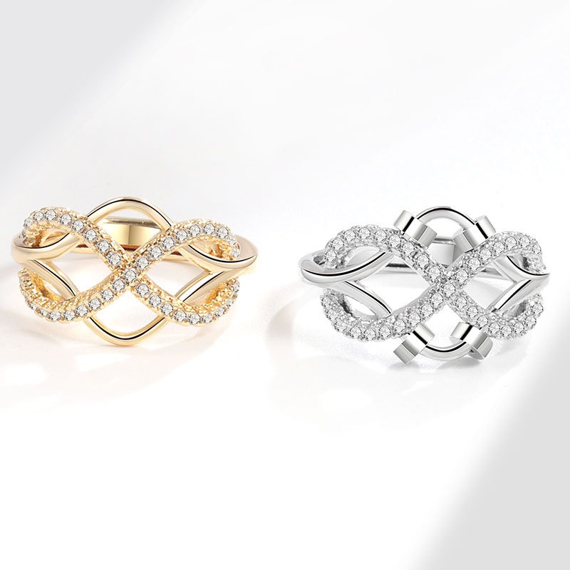 S925 sterling silver ring opening adjustable figure 8 women's ring