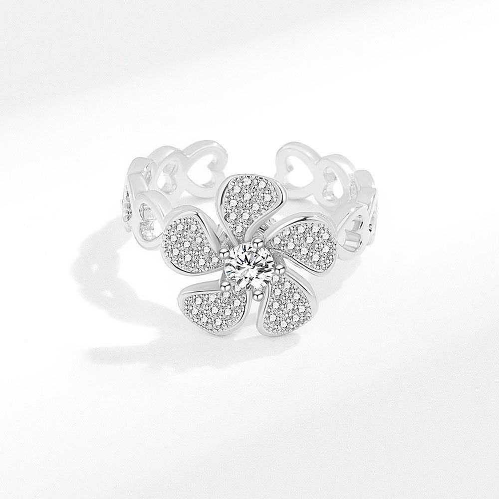 S925 sterling silver ring opening adjustable rotating women's ring - Image 5