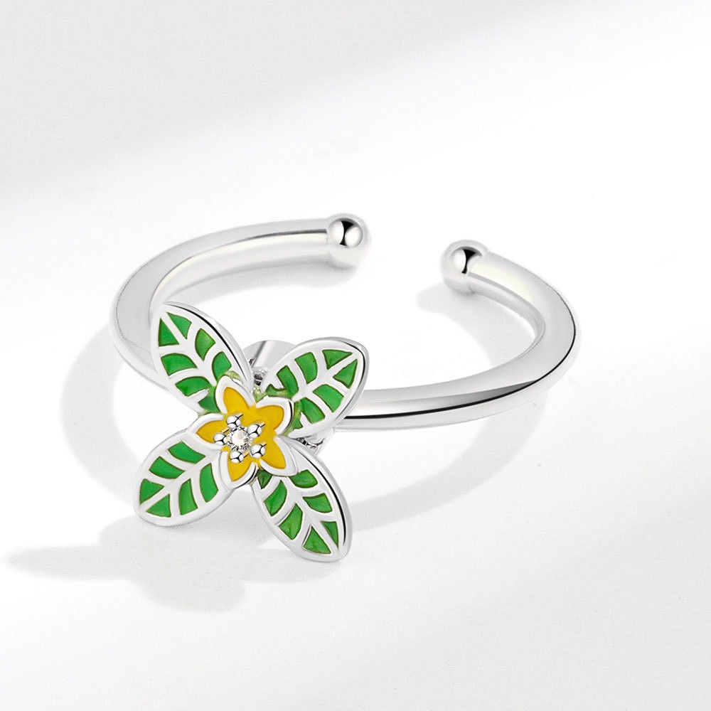 S925 Sterling Silver Ring Opening Adjustable Rotating Florets Ring for Women - Image 5