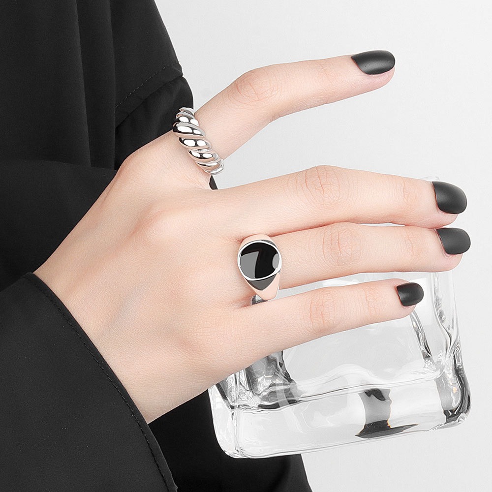 S925 sterling silver ring opening adjustable thread twist women's ring - Image 4