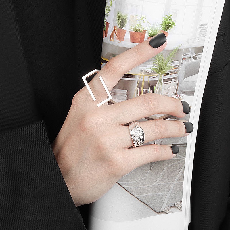 S925 sterling silver ring opening adjustable women's ring - Image 4