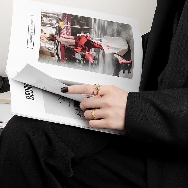 S925 sterling silver ring opening adjustable women's ring style - Image 5