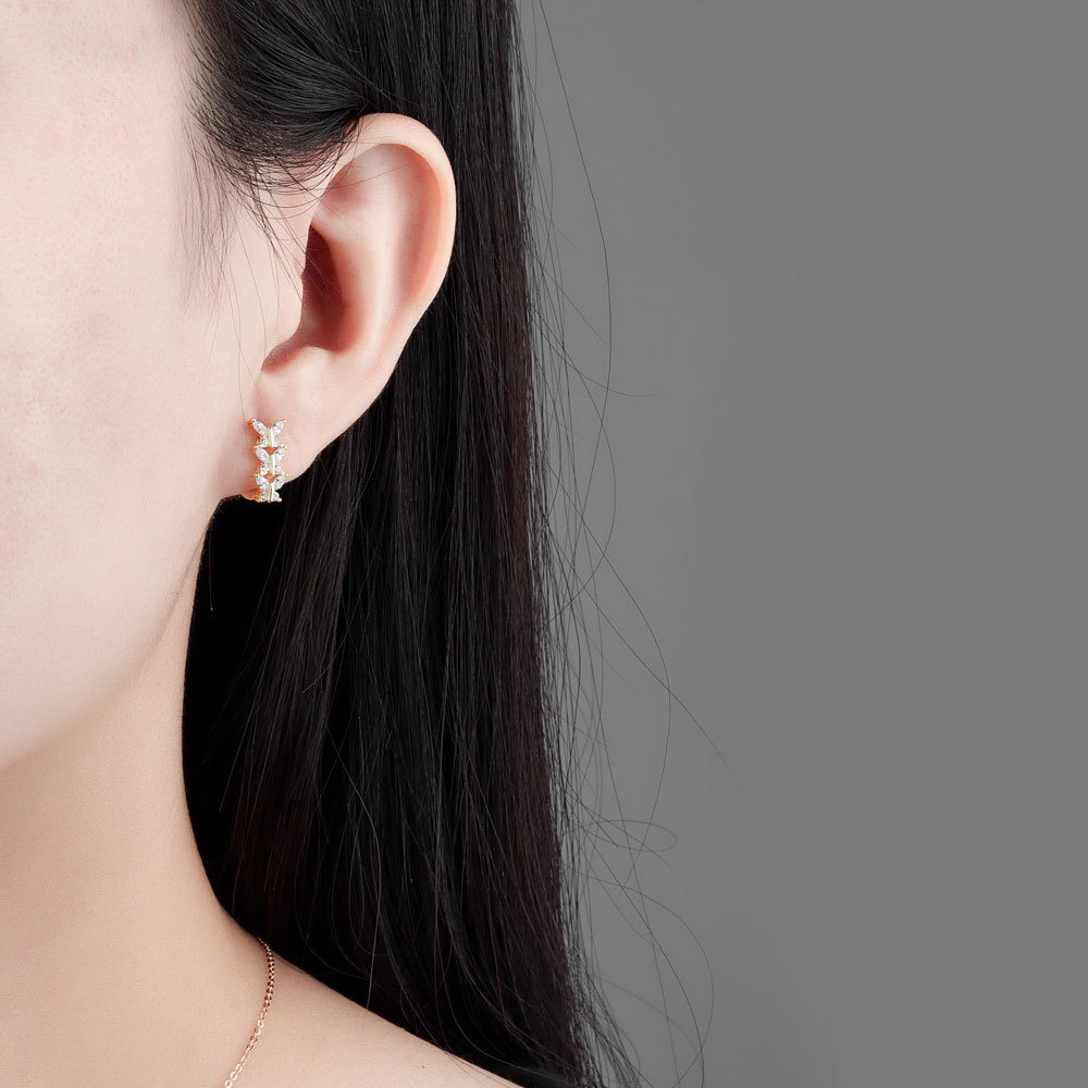 S925 sterling silver stud earrings U-shaped butterfly earrings - Image 6