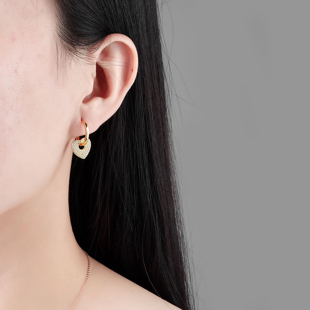 S925 sterling silver stud earrings geometric love earrings - Image 4