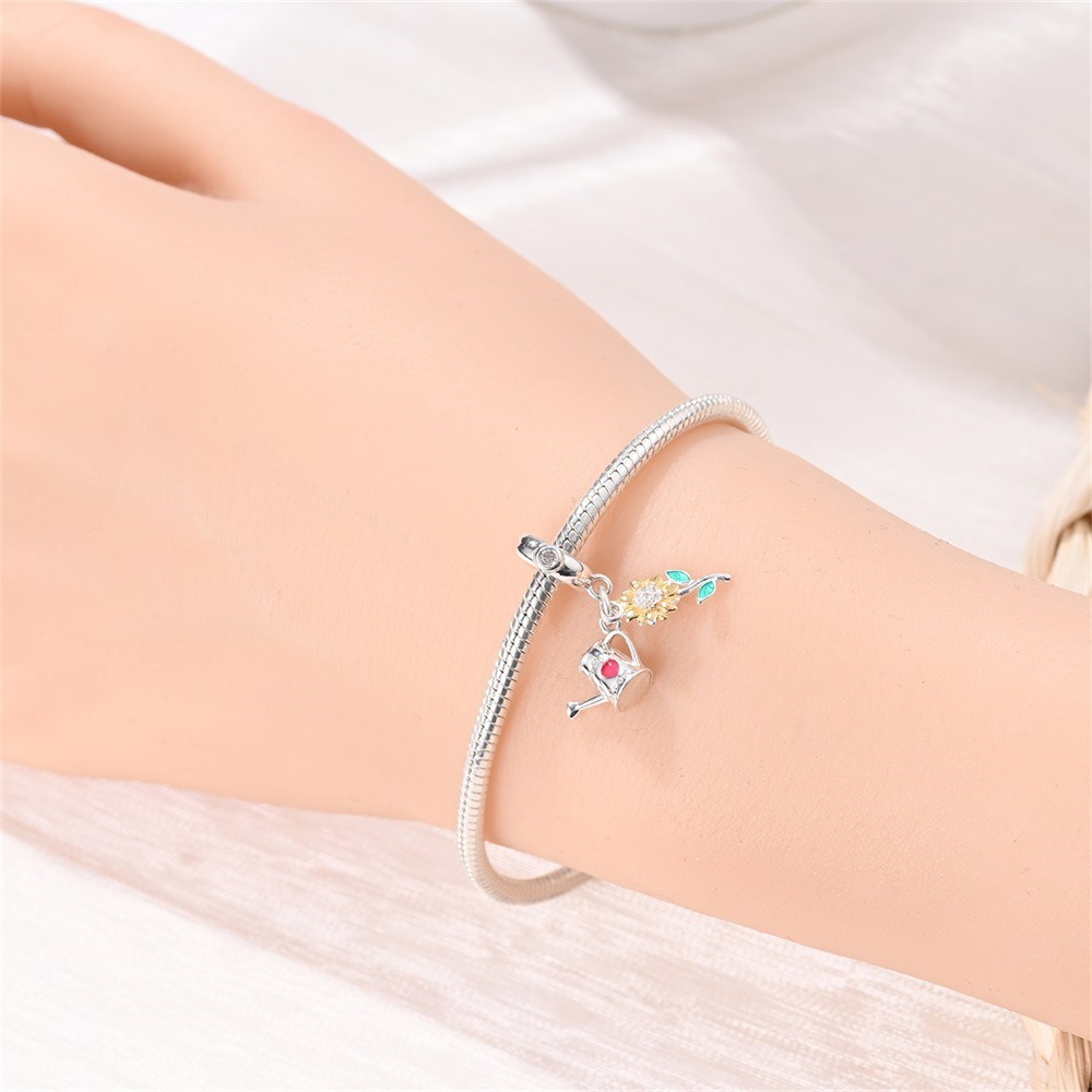 S925 sterling silver beaded sunflower bracelet accessory - Image 4