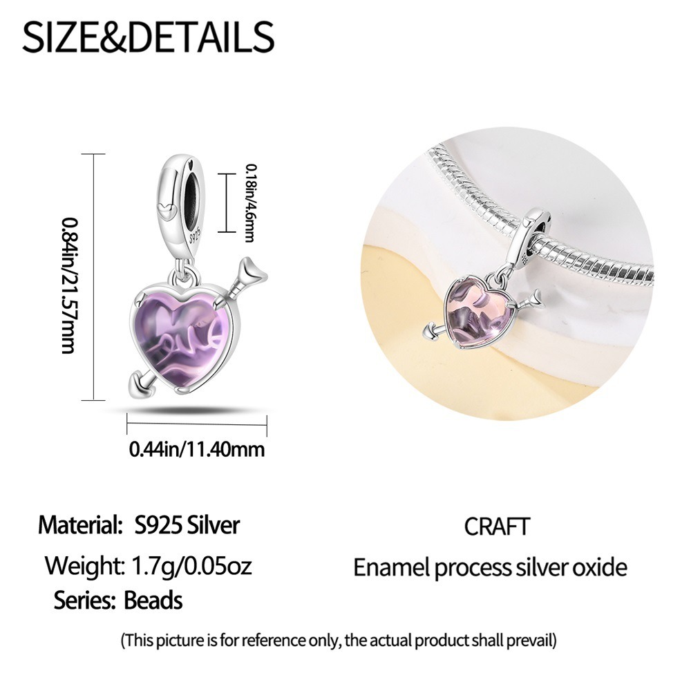 S925 Sterling Silver Beaded DIY Cupid Heart Bracelet Accessories - Image 4