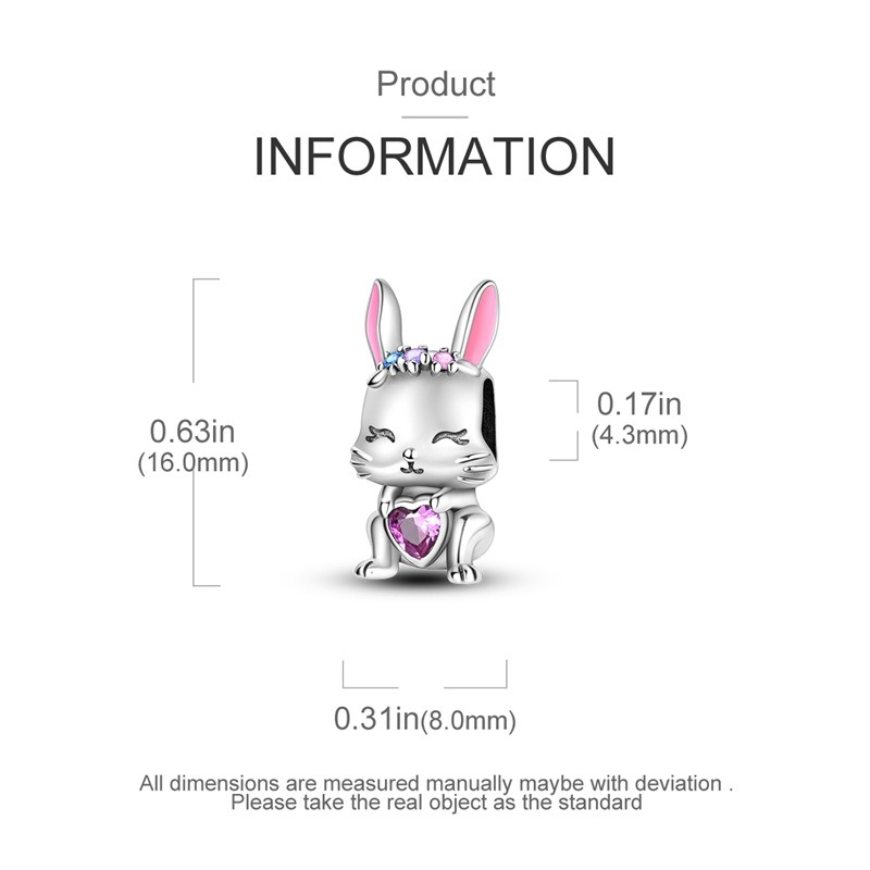 S925 Sterling Silver Beaded DIY Bunny Bracelet Accessories - Image 4