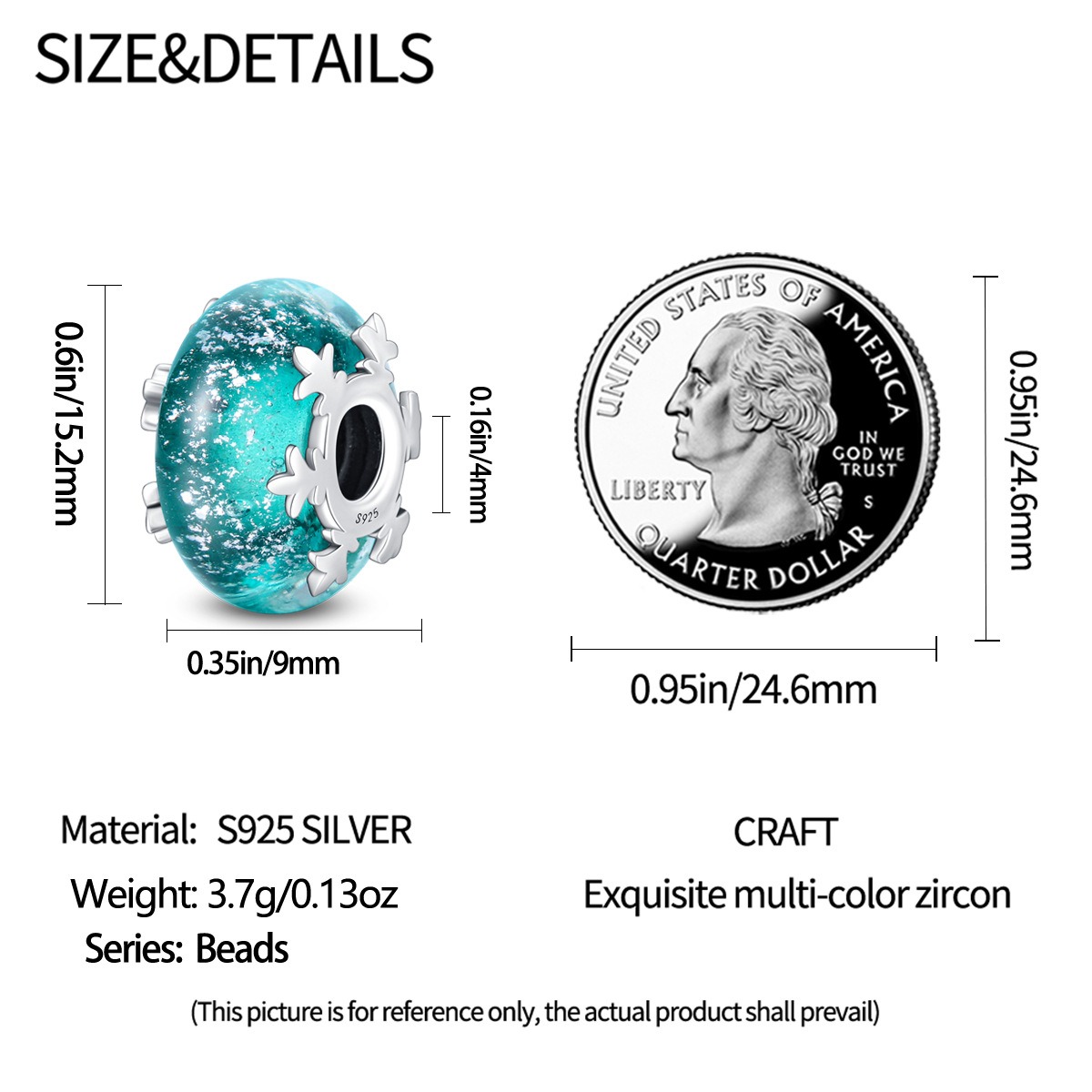 S925 sterling silver beaded DIY glass bead bracelet accessories - Image 4