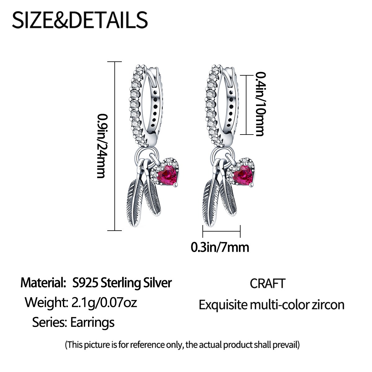 S925 sterling silver stud earrings and deciduous earrings - Image 4